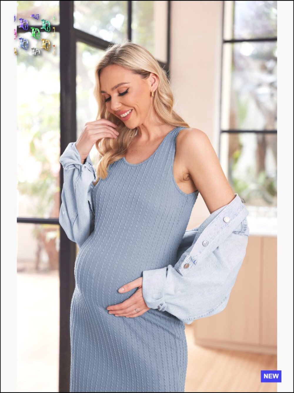 Maternity Tank Dress Rib Knit Bodycon Sleeveless Side Slit Casual Pregnancy Wear - Picture 7 of 7
